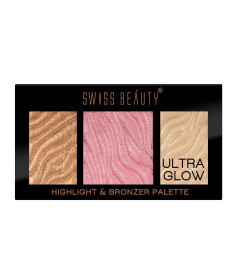 Swiss Beauty Ultraglow Highlighter & Bronzer Palette for Face Makeup | Lightweight, Easily Blendable |Shade-01, 12g|( Free Shipping )