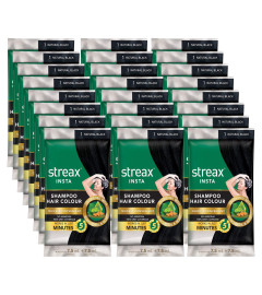 Streax Insta Shampoo Haarfarbe Für Männer Und Frauen, Naturschwarz 18 ML