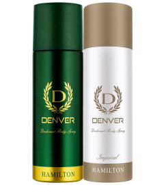 DENVER Hamilton Deo (165ML) + Imperial Deo (165ML) - Combo of 2 | Long lasting Deodorant Body Spray for Men ( Free Shipping )