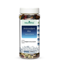 Neuherbs Antioxidants Mix with Seeds And Berries | Unroasted Pumpkin Seeds, Watermelon,Sunflower, Green Raisins, Black Raisins, Goji Berries, Blueberries, Rich in Protein, Fiber & Vitamin-E- 200 Gm ( Free Shipping )