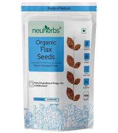 Neuherbs Organic Raw & Unroasted Flax Seeds For Eating -400g | Omega-3 Flax Seeds For Hair Growth | Rich With Fiber For Weight Management | Alsi Seeds ( Free Shipping )