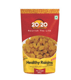 20-20 Dry Fruits Healthy Raisins Indian 250 g, Hand-Sorted Jumbo Indian Kishmish - Seedless Kismis,Dry Grapes, Rich in Iron ( Free Shipping )