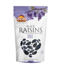20-20 Dry Fruits Black Raisins - Black Kishmish with Seed Kala Manuka Kali Draksh,250g ( Free Shipping )