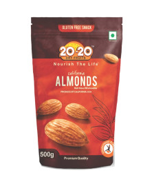 20-20 Dry Fruits Pure Premium Raw California Almonds 500 g -California Badam - Rich in Vitamin E - Without Any Artificial Color ( Free Shipping )
