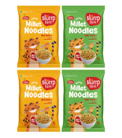 Slurrp Farm No Maida Instant Millet Noodles Combo, Not Fried, No MSG, Mild Masala & Yummy Masala, 4 X 57 g ( Free Shipping )