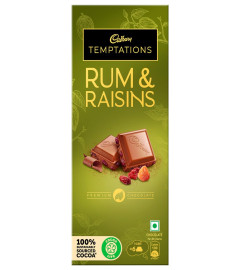 Cadbury Temptations Rum & Raisins Premium Chocolate Bar, 72 g ( Free Shipping )