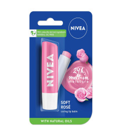 NIVEA Soft Rose Shine 4.8g Lip Balm|24 H Melt in Moisture Formula|Natural Oils|Glossy Finish ( Free Shipping )