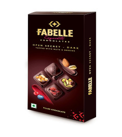 Fabelle Open Secret - Dark, Centre- Filled Luxury Chocolate Bar with Dark Choco Mousse and Visible Nuts & Berries, 125g ( Free Shipping )