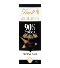 Lindt Excellence 90% Cocoa Dark Supreme Noir Chocolate Bar, 2 X 100 g (Free Shipping)