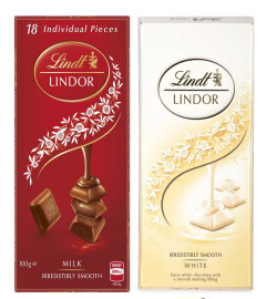 Lindt Lindor Combo of 2 Irresistibly Smooth Chocolates (White and Milk), 100 Grams Each (Free Shipping)