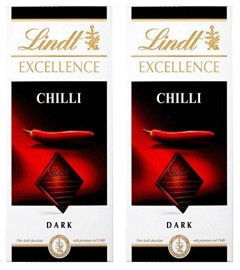 Lindt Excellence Chilli Intense Chocolate 100 GMS (Pack of 2), Free Silver Plated Coin and ChocoKick Eco Friendly Pen