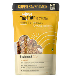 The Whole Truth - Super Saver Pack | Breakfast Muesli | 5 Grain Muesli | 750 grams | Vegan | Dairy-free | No Artificial Sweeteners | No Added Flavours | No Gluten or Soy | Nutritious Snack (Free Shipping)