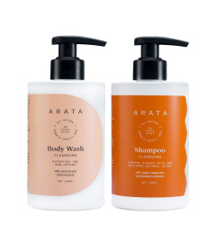 Arata Natural Oil Control Bath Essentials for Women & Men with Cleansing Shampoo (300 ML) & Body Wash (300 ML) || All Natural,Vegan & Cruelty Free || Plant Based ,Non Toxic Bath & Intensive Nourishment (Free Shipping)