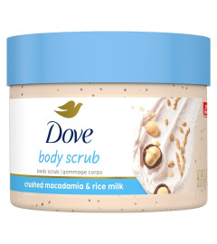 Dove Exfoliating Body Polish| Body Scrub |Deeply Nourishing Crushed Macadamia and Rice Milk |Moisturises & Brightens Skin | Sulphate Free|298gm ( Free Shipping )