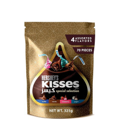 Hershey’s Kisses Special Selection Truffle, Mocha, Strawberry, & Yogurt 4 Assorted Flavors Cream Filling With Milk Chocolate Candy, Each, Individually Wrapped 70Pieces, 325 g Pouch (Imported) ( Free Shipping World)