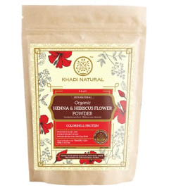 Khadi Natural Henna & Hibiscus Flower Organic Powder|Prevents hair loss| Promotes hair growth| Heals & Hydrates Scalp| Suitable for all hair types| 100gm ( Free Shipping World)