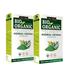 Indus Valley Bio Organic Combo Herbal Henna Powder for Hair, (100g*2= 200g) - Green ( Free Shipping World)