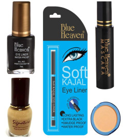 BLUE HEAVEN MAKE-UP SET OF 5 EYE LINER,MASCARA,12ML FOUNDATION,COMPACT,SOFT KAJAL ( Free Shipping Worldwide )