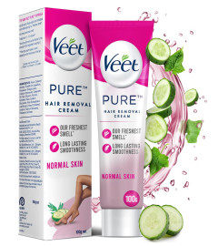 Veet Pure Hair Removal Cream for Women With No Ammonia Smell, Normal Skin - 100g | Suitable for Legs, Underarms, Bikini Line, Arms | 2x Longer Lasting Smoothness than Razors ( Free Shipping Worldwide )