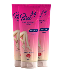 Paree Hair Removal Cream for Women | Enriched Natural Rose Extract & Shea Butter | Suitable for Legs, Arms, & Underarms | Non Toxic | Pack of 3(50g) ( Free Shipping Worldwide )