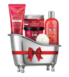 Bryan & Candy Strawberry Bath Tub Kit Christmas Gift Set For Women And Men | Complete Home Spa Experience (Shower Gel, Hand & Body Lotion, Sugar Scrub, Body Polish)( Free Shipping Worldwide)