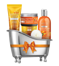 Bryan & Candy Orange & Mandarin Bath Tub Kit Christmas Gift For Set For Women And Men, Complete Home Spa Experience (Shower Gel, Hand & Body Lotion, Sugar Scrub, Body Polish)( Free Shipping Worldwide)
