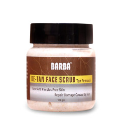 Barba De-Tan Face Scrub 100gm Acne& Pimples Free Skin With Repair Demage Caused By Sun ( Free Shipping Worldwide)