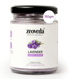 Zeoveda Natural Exfoliate Lavender Sugar Scrub for Face & Body | Body Scrub for all skin types | Dirt Removal Scrub from Neck, Knees (150gm) ( Free Shipping Worldwide)