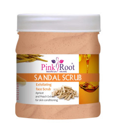 Pink Root Sandal Scrub Exfoliating face Scrub Apricot and peach Extract for skin conditioning 500gm ( Free Shipping Worldwide)