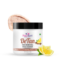 Pink Root Detan Face Scrub 100ml, Enriched with Lemon Extract & Clove Oil, helps in Tan Removal, Blackheads and gives smooth, clean & dirt free skin ( Free Shipping Worldwide)