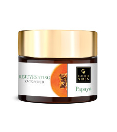 Good Vibes Papaya Rejuvenating Face Scrub, 50 g | Cleansing, Nourishing, Moisturizing For All Skin Types | Skin Exfoliation & Tan Removal | No Parabens, Sulphates, Mineral Oil ( Free Shipping Worldwide)