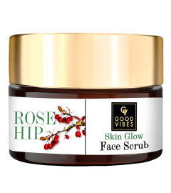 Good Vibes Rosehip Hydrating Face Scrub, 100 g | Deep Pore Cleansing Moisturizing Exfoliator For All Skin Types | Controls Excess Oil Production | With Almond Oil | No Parabens, Sulphates, Mineral Oil ( Free Shipping Worldwide)