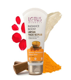 Lotus Herbals Radiance Boost Ubtan Face Scrub| Turmeric, Sandalwood and Rose Water | Glowing Skin |Reducing Dark Spots | Paraben free, Mineral Oil Free | 100gm ( Free Shipping Worldwide )