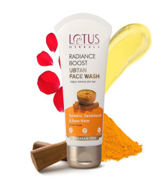 Lotus Herbals Radiance Boost Ubtan Face Scrub | Turmeric, Sandalwood and Rose Water | Glowing Skin | Reducing Dark Spots | Paraben free, Mineral Oil Free | 100g ( Free Shipping Worldwide )