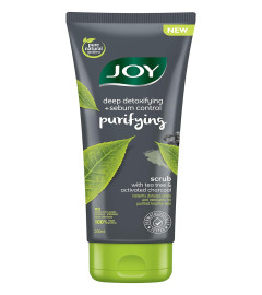 Joy Exfoliating Charcoal Face Scrub for Men & Women (200gm) | Oil Control Scrub For Face with Tea Tree | Detoxifies & Purifies All Skin Types | 100% Vegan; Gentle on Skin ( Free Shipping Worldwide )