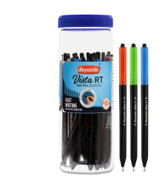 Reynolds VISTA RT BP 25 CT JAR - 20 BLUE & 5 BLACK | Ball Point Pen Set With Comfortable Grip | Pens For Writing | School and Office Stationery | Pens For Students | 0.7 mm Tip Size( Free Shipping Worldwide )