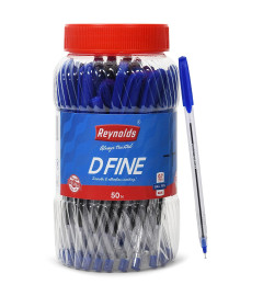 Reynolds D FINE BALLPEN - BLUE | PACK OF 50 | Ball Point Pen Set With Comfortable Grip | Pens For Writing | School and Office Stationery | Pens For Students | 0.7 mm Tip Size( Free Shipping Worldwide )