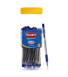 Reynolds CHAMP BP 30 COUNT JAR, BLUE I Lightweight Ball Pen With Comfortable Grip for Extra Smooth Writing I School and Office Stationery | 0.7mm Tip Size( Free Shipping Worldwide )