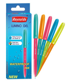 Reynolds LUMINOGEL 10 Pens BOX - BLUE I Lightweight Gel Pen With Comfortable Grip for Extra Smooth Writing I School and Office Stationery | 0.6mm Tip Size( Free Shipping worldwide )