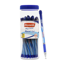Reynolds RACER GEL 20 CT JAR - BLUE | Gel Pen Set With Comfortable Grip | Pens For Writing | School and Office Stationery | Pens For Students | 0.5 mm Tip Size( Free Shipping worldwide )