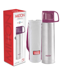 Milton Glassy 500 Thermosteel 24 Hours Hot and Cold Water Bottle with Drinking Cup Lid, 500 ml, Pink | Leak Proof | Office Bottle | Gym Bottle | Home | Kitchen | Hiking | Trekking | Travel Bottle ( Free Shipping worldwide )