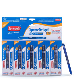 Reynolds Ball Pen I Lightweight Ball Pen With Comfortable Grip for Extra Smooth Writing I School and Office Stationery | XPRES DRI GEL 07- RPI PACKAGE 5 COUNT BLUE ( Free Shipping worldwide )