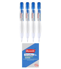 Reynolds Correction Pen Whitener I Smudge Free Operation with Unique Squeeze Control Applicator I Precise Whitener Pen for Correction For Students and Professionals | CORRECTION PEN - 4 PIECES ( Free Shipping worldwide )