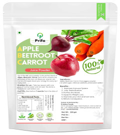 Prifo ABC Juice Powder - Apple Beetroot Carrot Powder Juice | Natural Drink | Instant | No White Sugar added | Chemical Free Processing - 250 Grams. ( Free Shipping worldwide )