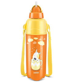 Milton Kool Trendy 500 Plastic Insulated Water Bottle with Straw for Kids, 490 ml, Orange | School Bottle | Picnic Bottle | Sipper Bottle | Leak Proof | BPA Free | Food Grade | Easy to Carry ( Free Shipping worldwide )