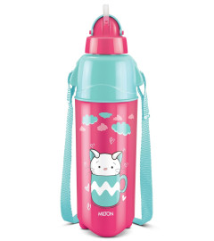 MILTON Kool Trendy 500 Plastic Insulated Water Bottle with Straw for Kids, 490 ml, Cherry Pink School Bottle, Picnic Bottle, Sipper Bottle, Leak Proof, BPA Free, Food Grade, Easy to Carry (Pack of 1) ( Free Shipping worldwide )