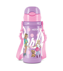 Milton Charmy 450 Barbie Thermosteel Kids Water Bottle, 400 ml, Purple | Vacuum Insulated | Hot & Cold | Leak Proof | Rust Proof | School | Picnic ( Free Shipping worldwide )