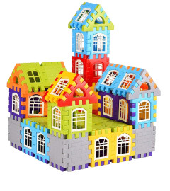 Adichai 150 PCS Including Attractive Windows Medium Sized Happy Home House Building Blocks with Smooth Rounded Edges, Toys for Kids, Multicolour ( Free Shipping worldwide )