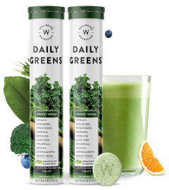 Wellbeing Nutrition Daily Greens | Wholefood Multivitamins with Vitamin C, Zinc, B6 for Immunity & Detox with Organic Certified Plant Superfoods & Antioxidants (15 Effervescent Tablets) Pack of 2 ( Free Shipping worldwide )
