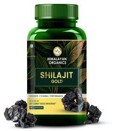 Himalayan Organics Pure Shilajit 24 carat Gold with Ashwagandha, Safed musli, Kaunch beej , Gokshura Swarna & Rajat Bhasma +10 more Ayurvedic herbs - -Boost Stamina, Strenght, Energy Power, Build Muscle Mass - 60 Veg Capsules ( Free Shipping worldwide )